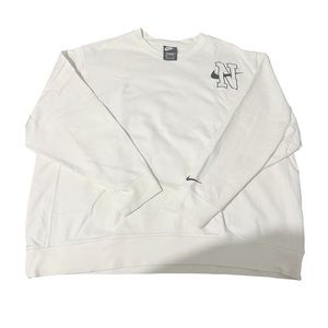 Nike Retro logo fleece sweatshirt in cream with black logo unisex size X…